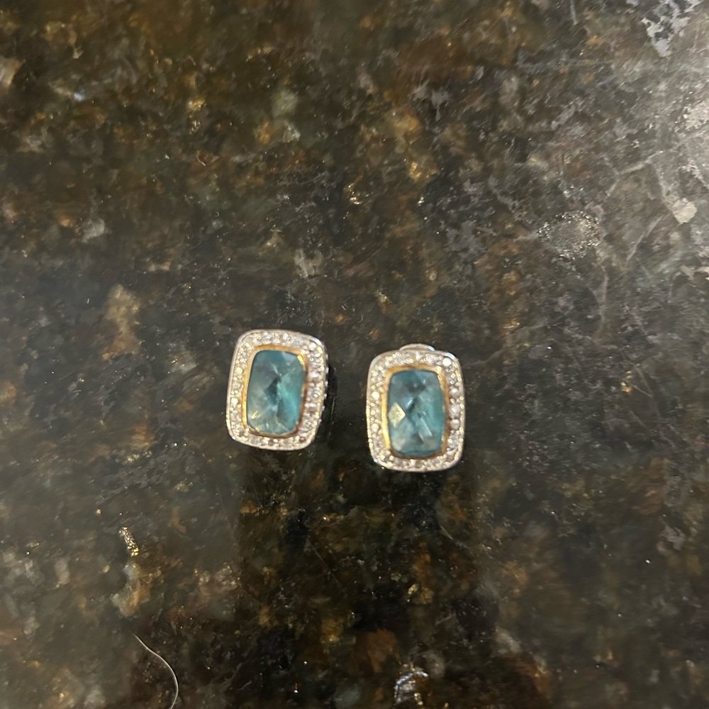 Beautiful diamonique and blue topaz earrings